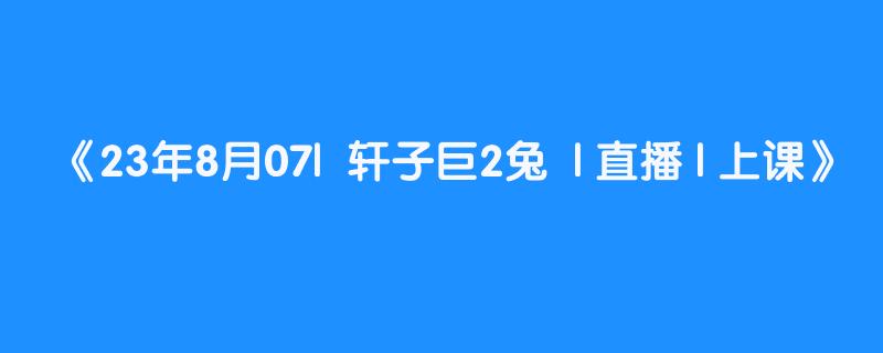 23年8月07|  轩子巨2兔  | 直播 | 上课